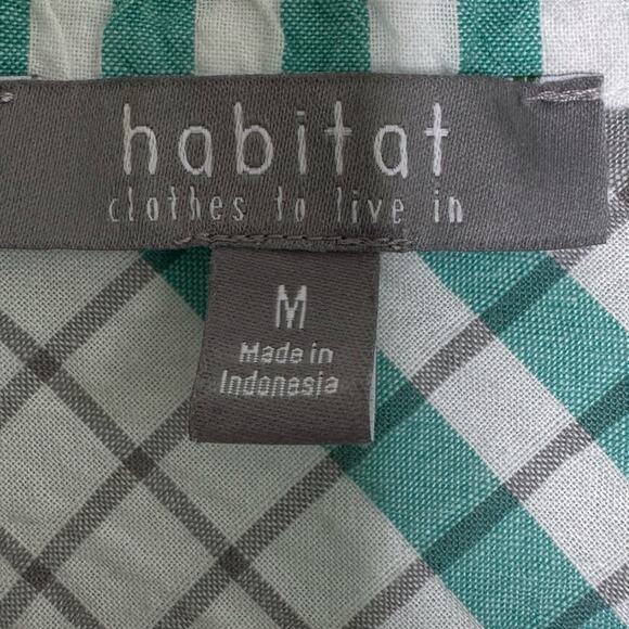 Habitat Teal and White Plaid Button-up 3/4 Sleeve Medium - Picture 5 of 6